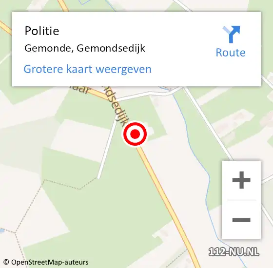 Locatie op kaart van de 112 melding: Politie Gemonde, Gemondsedijk op 8 februari 2023 09:19