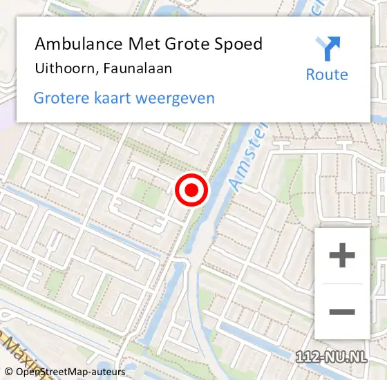 Locatie op kaart van de 112 melding: Ambulance Met Grote Spoed Naar Uithoorn, Faunalaan op 8 februari 2023 09:20