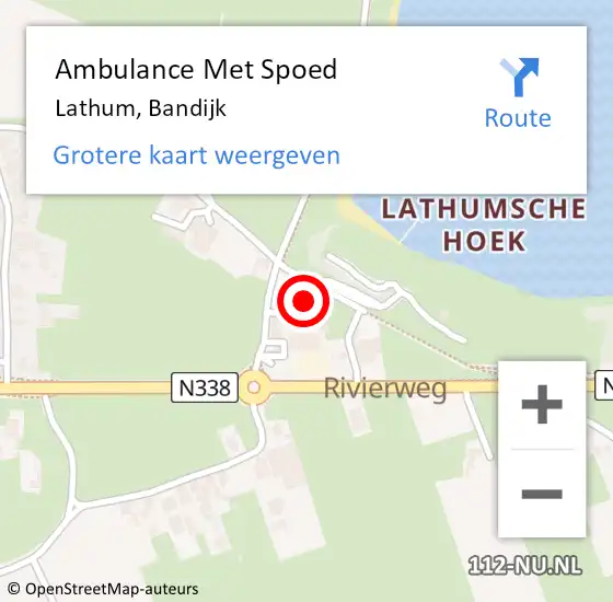 Locatie op kaart van de 112 melding: Ambulance Met Spoed Naar Lathum, Bandijk op 8 februari 2023 09:29