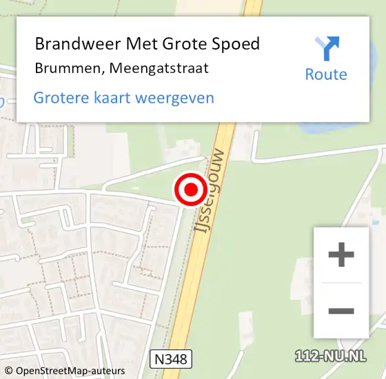 Locatie op kaart van de 112 melding: Brandweer Met Grote Spoed Naar Brummen, Meengatstraat op 8 februari 2023 09:48