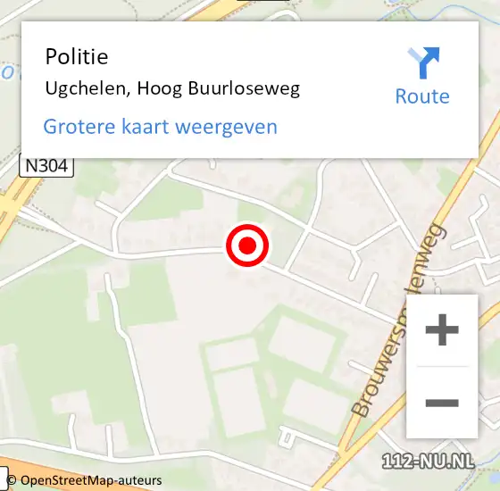 Locatie op kaart van de 112 melding: Politie Ugchelen, Hoog Buurloseweg op 8 februari 2023 09:49