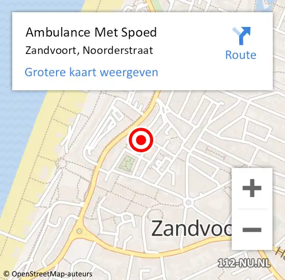Locatie op kaart van de 112 melding: Ambulance Met Spoed Naar Zandvoort, Noorderstraat op 8 februari 2023 10:27