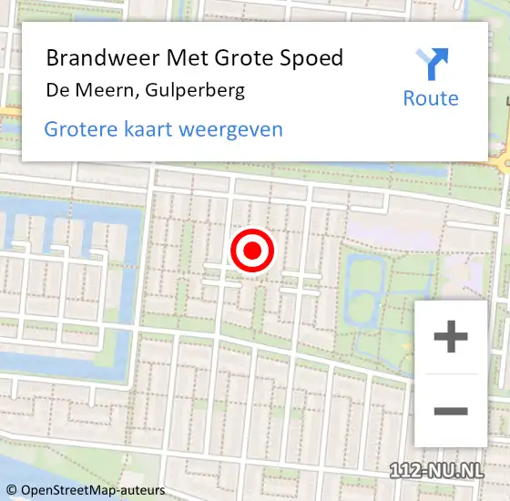 Locatie op kaart van de 112 melding: Brandweer Met Grote Spoed Naar De Meern, Gulperberg op 8 februari 2023 10:30