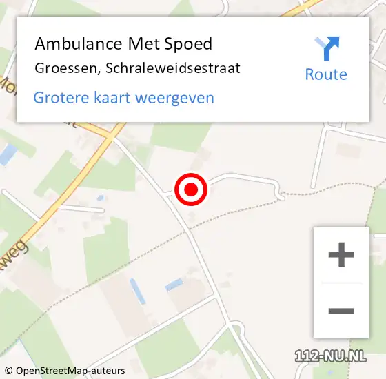 Locatie op kaart van de 112 melding: Ambulance Met Spoed Naar Groessen, Schraleweidsestraat op 8 februari 2023 10:38