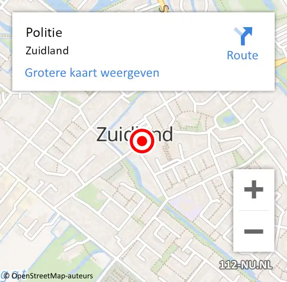 Locatie op kaart van de 112 melding: Politie Zuidland op 8 februari 2023 11:01