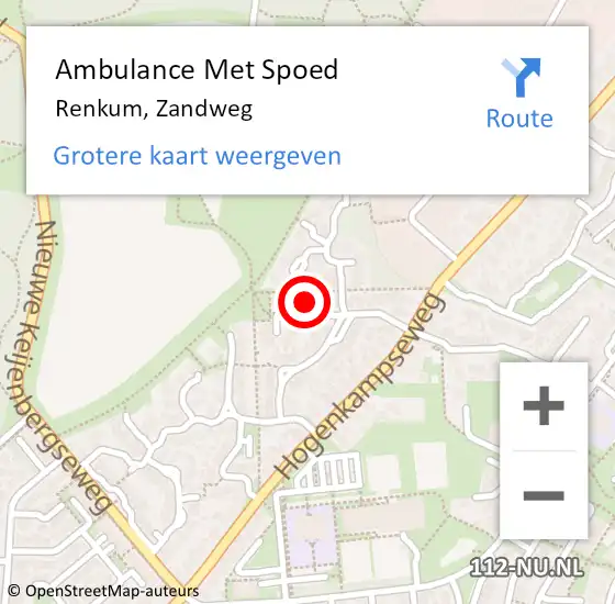 Locatie op kaart van de 112 melding: Ambulance Met Spoed Naar Renkum, Zandweg op 8 februari 2023 11:02