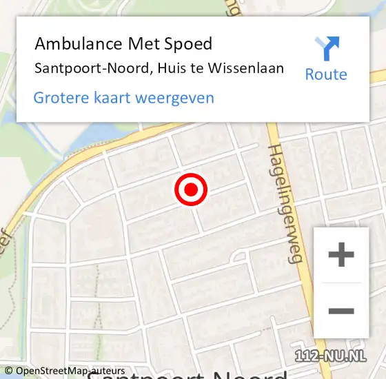 Locatie op kaart van de 112 melding: Ambulance Met Spoed Naar Santpoort-Noord, Huis te Wissenlaan op 8 februari 2023 11:17