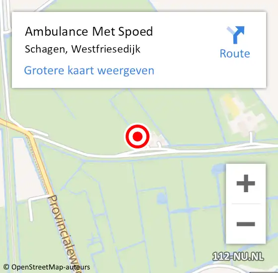 Locatie op kaart van de 112 melding: Ambulance Met Spoed Naar Schagen, Westfriesedijk op 8 februari 2023 11:24