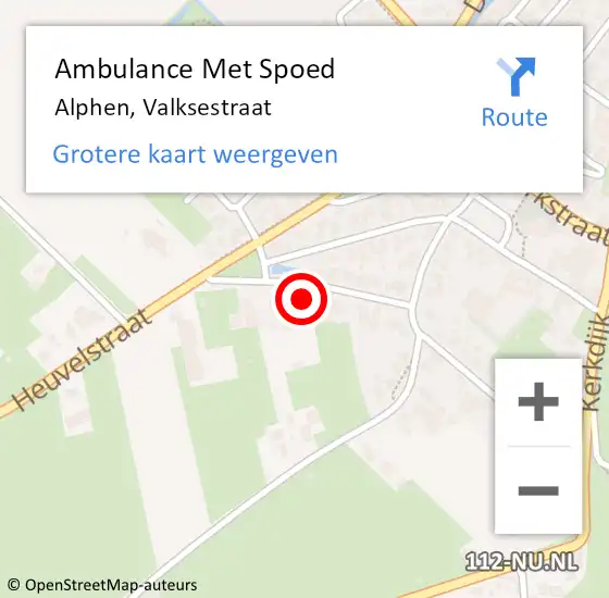 Locatie op kaart van de 112 melding: Ambulance Met Spoed Naar Alphen, Valksestraat op 8 februari 2023 11:51