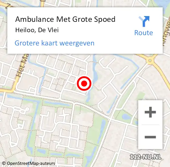 Locatie op kaart van de 112 melding: Ambulance Met Grote Spoed Naar Heiloo, De Vlei op 8 februari 2023 12:29