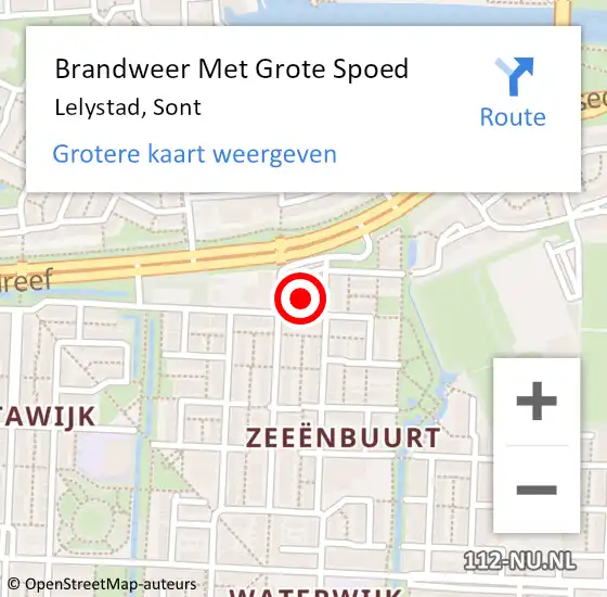 Locatie op kaart van de 112 melding: Brandweer Met Grote Spoed Naar Lelystad, Sont op 8 februari 2023 12:36