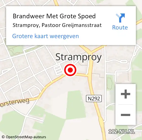 Locatie op kaart van de 112 melding: Brandweer Met Grote Spoed Naar Stramproy, Pastoor Greijmansstraat op 8 februari 2023 12:41