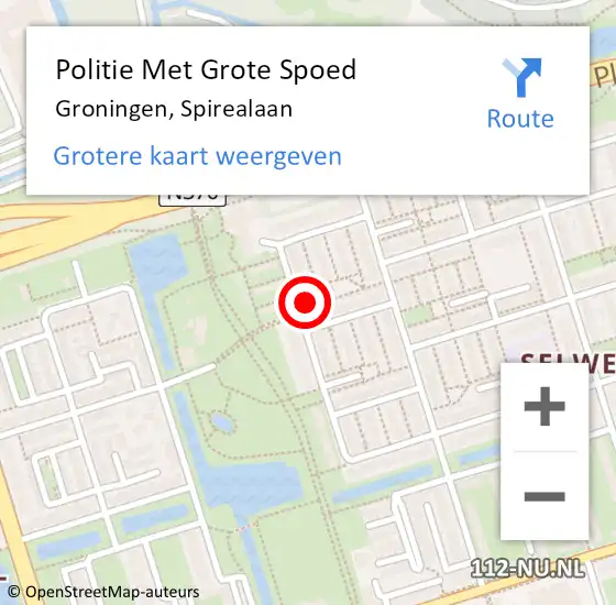 Locatie op kaart van de 112 melding: Politie Met Grote Spoed Naar Groningen, Spirealaan op 8 februari 2023 12:49