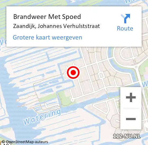 Locatie op kaart van de 112 melding: Brandweer Met Spoed Naar Zaandijk, Johannes Verhulststraat op 8 februari 2023 13:02