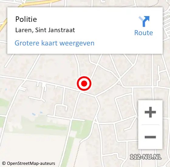 Locatie op kaart van de 112 melding: Politie Laren, Sint Janstraat op 8 februari 2023 13:05