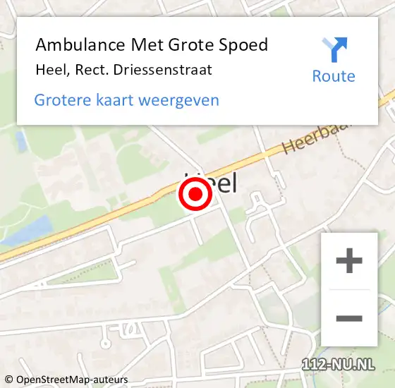 Locatie op kaart van de 112 melding: Ambulance Met Grote Spoed Naar Heel, Rect. Driessenstraat op 8 februari 2023 13:18