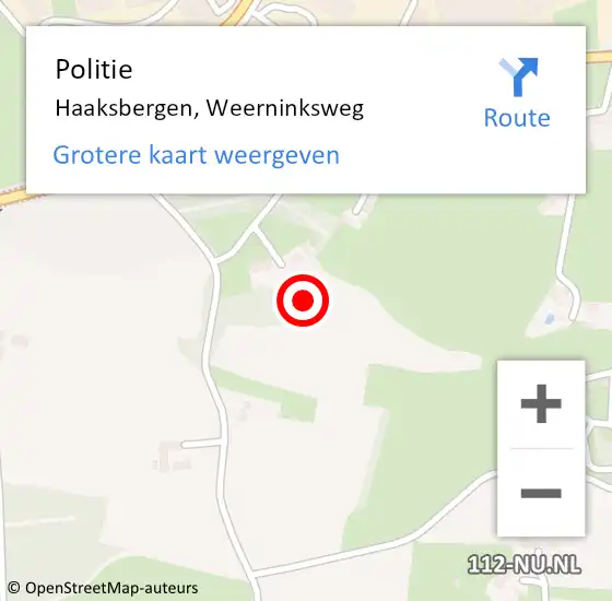 Locatie op kaart van de 112 melding: Politie Haaksbergen, Weerninksweg op 8 februari 2023 13:21