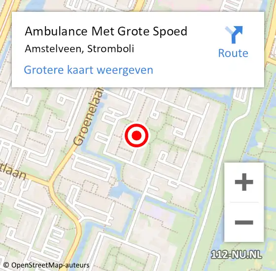 Locatie op kaart van de 112 melding: Ambulance Met Grote Spoed Naar Amstelveen, Stromboli op 8 februari 2023 13:22