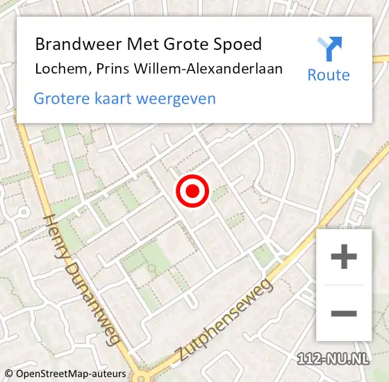 Locatie op kaart van de 112 melding: Brandweer Met Grote Spoed Naar Lochem, Prins Willem-Alexanderlaan op 8 februari 2023 13:42