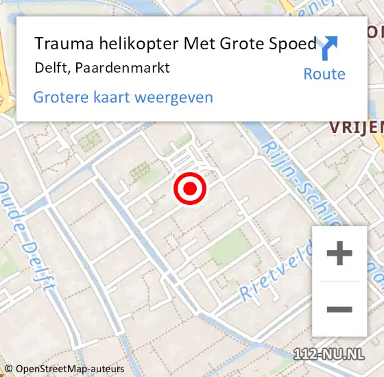 Locatie op kaart van de 112 melding: Trauma helikopter Met Grote Spoed Naar Delft, Paardenmarkt op 8 februari 2023 13:58