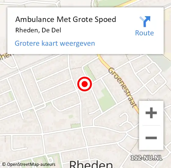 Locatie op kaart van de 112 melding: Ambulance Met Grote Spoed Naar Rheden, De Del op 8 februari 2023 14:02