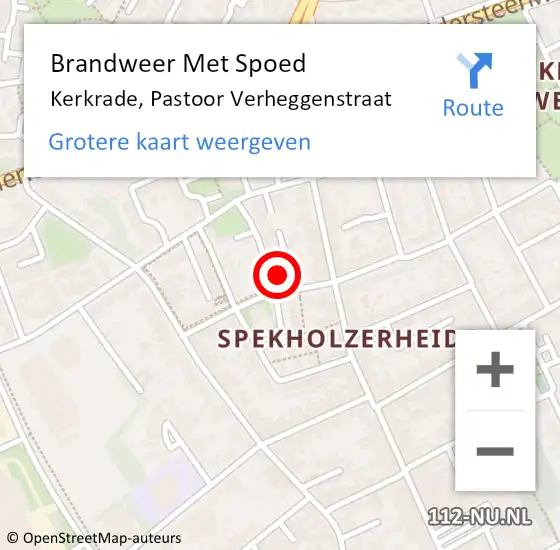 Locatie op kaart van de 112 melding: Brandweer Met Spoed Naar Kerkrade, Pastoor Verheggenstraat op 8 februari 2023 14:06