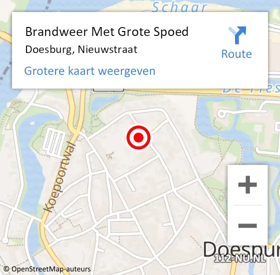 Locatie op kaart van de 112 melding: Brandweer Met Grote Spoed Naar Doesburg, Nieuwstraat op 8 februari 2023 14:16