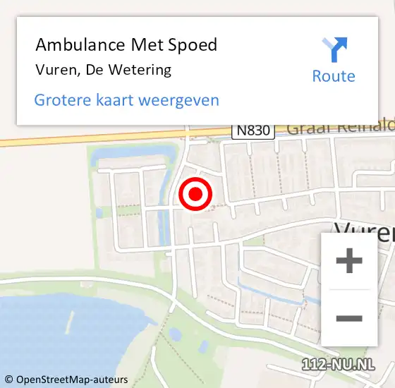 Locatie op kaart van de 112 melding: Ambulance Met Spoed Naar Vuren, De Wetering op 8 februari 2023 14:19