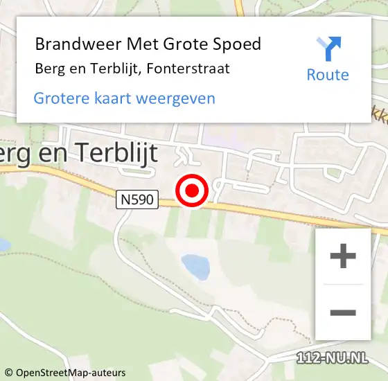 Locatie op kaart van de 112 melding: Brandweer Met Grote Spoed Naar Berg en Terblijt, Fonterstraat op 8 februari 2023 14:21