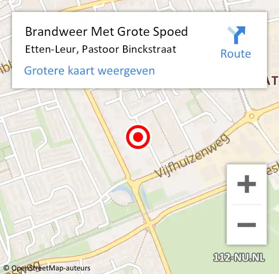 Locatie op kaart van de 112 melding: Brandweer Met Grote Spoed Naar Etten-Leur, Pastoor Binckstraat op 8 februari 2023 14:44