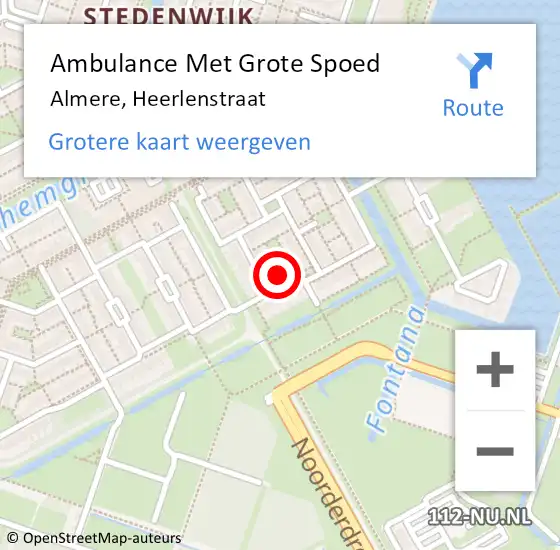 Locatie op kaart van de 112 melding: Ambulance Met Grote Spoed Naar Almere, Heerlenstraat op 14 augustus 2014 20:51