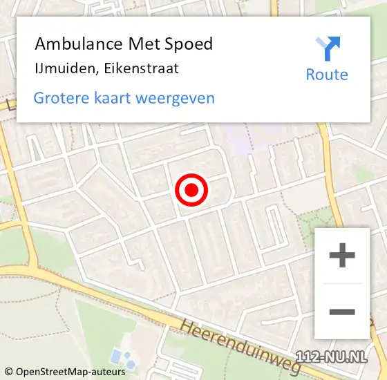 Locatie op kaart van de 112 melding: Ambulance Met Spoed Naar IJmuiden, Eikenstraat op 8 februari 2023 14:54