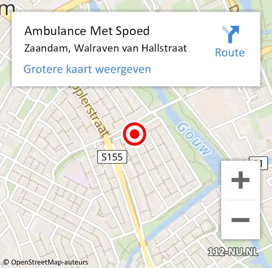 Locatie op kaart van de 112 melding: Ambulance Met Spoed Naar Zaandam, Walraven van Hallstraat op 8 februari 2023 15:30