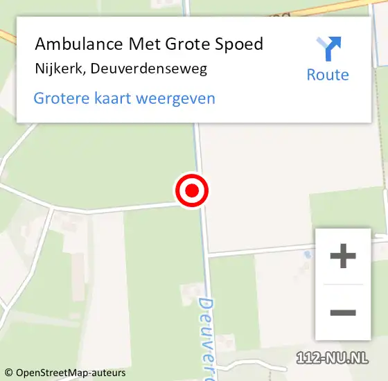 Locatie op kaart van de 112 melding: Ambulance Met Grote Spoed Naar Nijkerk, Deuverdenseweg op 8 februari 2023 15:36