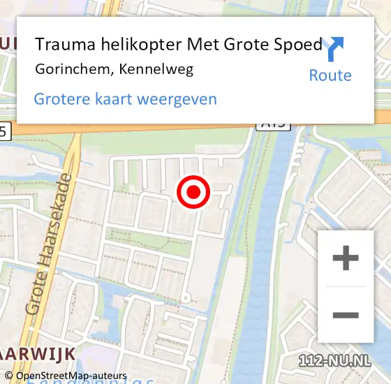 Locatie op kaart van de 112 melding: Trauma helikopter Met Grote Spoed Naar Gorinchem, Kennelweg op 8 februari 2023 15:40