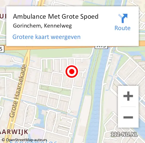 Locatie op kaart van de 112 melding: Ambulance Met Grote Spoed Naar Gorinchem, Kennelweg op 8 februari 2023 15:41
