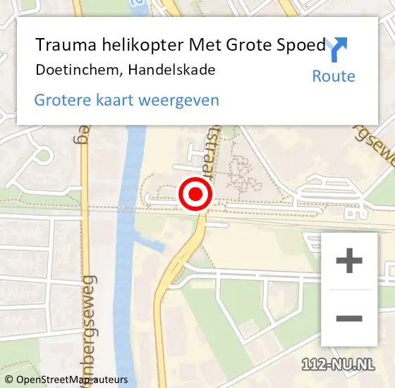 Locatie op kaart van de 112 melding: Trauma helikopter Met Grote Spoed Naar Doetinchem, Handelskade op 8 februari 2023 16:12