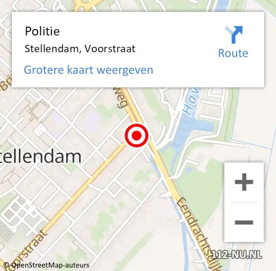 Locatie op kaart van de 112 melding: Politie Stellendam, Voorstraat op 8 februari 2023 16:41