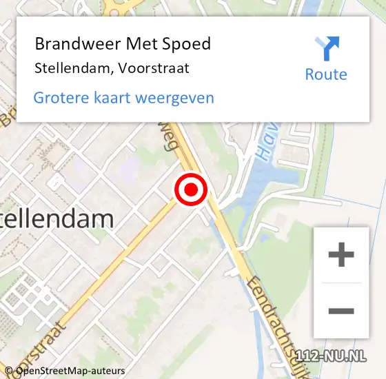 Locatie op kaart van de 112 melding: Brandweer Met Spoed Naar Stellendam, Voorstraat op 8 februari 2023 16:41