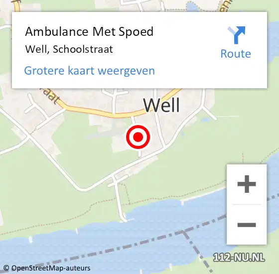 Locatie op kaart van de 112 melding: Ambulance Met Spoed Naar Well, Schoolstraat op 8 februari 2023 16:45