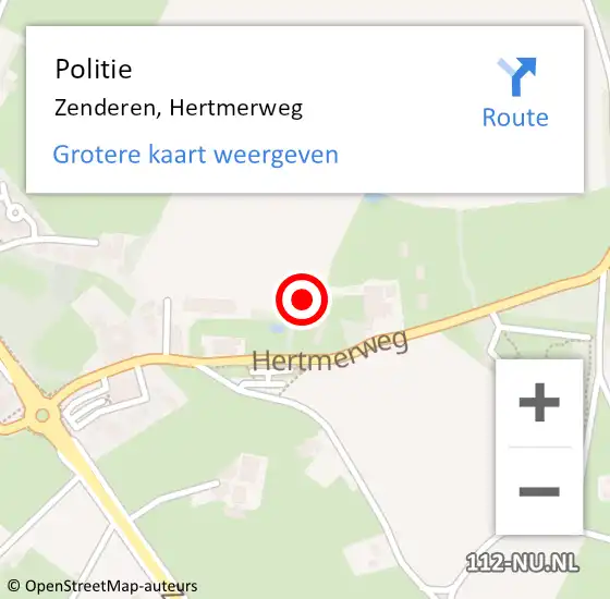 Locatie op kaart van de 112 melding: Politie Zenderen, Hertmerweg op 8 februari 2023 16:51