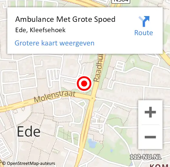 Locatie op kaart van de 112 melding: Ambulance Met Grote Spoed Naar Ede, Kleefsehoek op 8 februari 2023 17:26