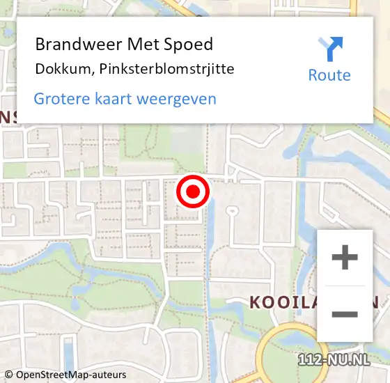 Locatie op kaart van de 112 melding: Brandweer Met Spoed Naar Dokkum, Pinksterblomstrjitte op 8 februari 2023 17:31