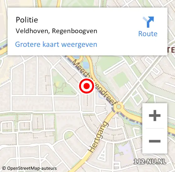 Locatie op kaart van de 112 melding: Politie Veldhoven, Regenboogven op 8 februari 2023 17:36