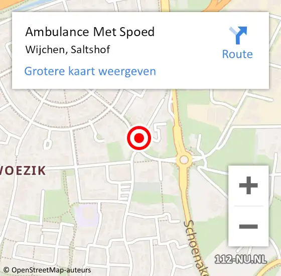 Locatie op kaart van de 112 melding: Ambulance Met Spoed Naar Wijchen, Saltshof op 8 februari 2023 17:42