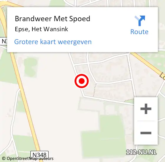 Locatie op kaart van de 112 melding: Brandweer Met Spoed Naar Epse, Het Wansink op 8 februari 2023 18:00