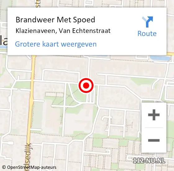 Locatie op kaart van de 112 melding: Brandweer Met Spoed Naar Klazienaveen, Van Echtenstraat op 14 augustus 2014 21:29