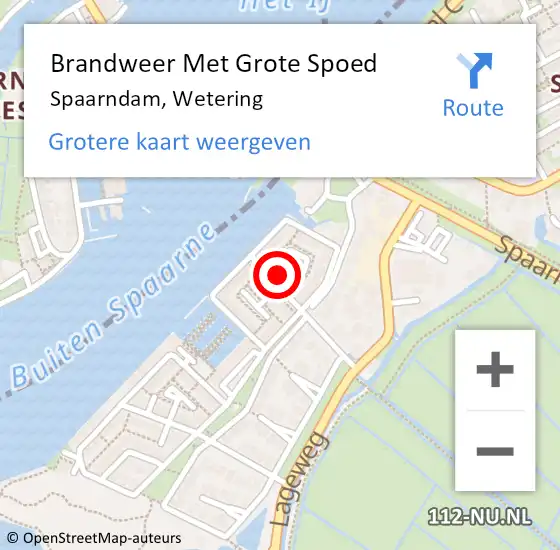 Locatie op kaart van de 112 melding: Brandweer Met Grote Spoed Naar Spaarndam, Wetering op 8 februari 2023 18:33