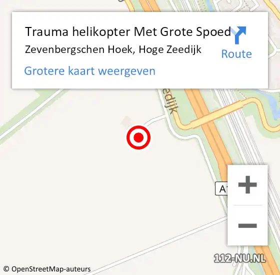 Locatie op kaart van de 112 melding: Trauma helikopter Met Grote Spoed Naar Zevenbergschen Hoek, Hoge Zeedijk op 8 februari 2023 18:40