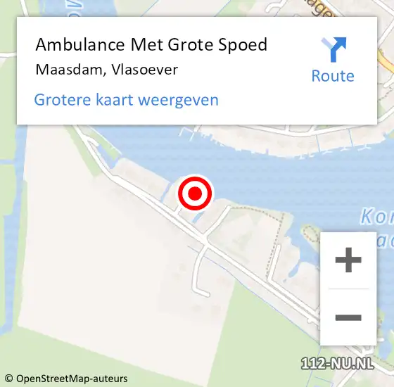 Locatie op kaart van de 112 melding: Ambulance Met Grote Spoed Naar Maasdam, Vlasoever op 8 februari 2023 18:50